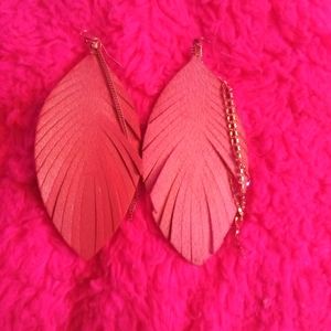 Pink feathers native American inspired earrings